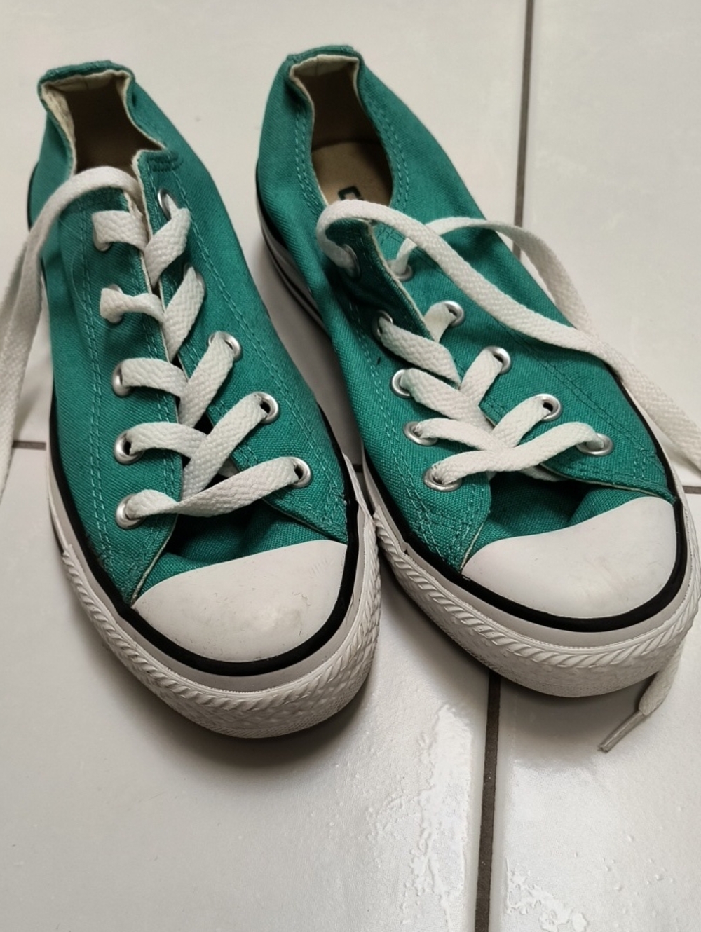 Women's Light Teal Low-Top Canvas Converse All Star Sneakers with White Accents